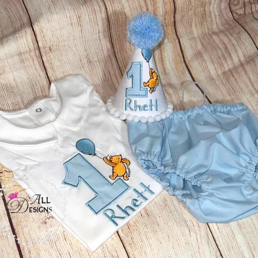 Handmade Classic Winnie the Pooh Boy, Peter Pan neck bodysuit custom made